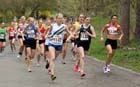 Soon after the start of the Womens Northern 6 Stage Road Relay, Sefton Park, Liverpool.